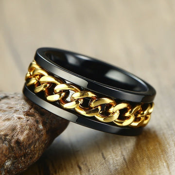 8mm Spinner Ring For Men Stainless Steel Cuba Chain Wedding Men's Anti Stress Jewelry daiiibabyyy